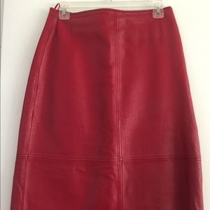 Red Leather skirt - size 8 (vintage)